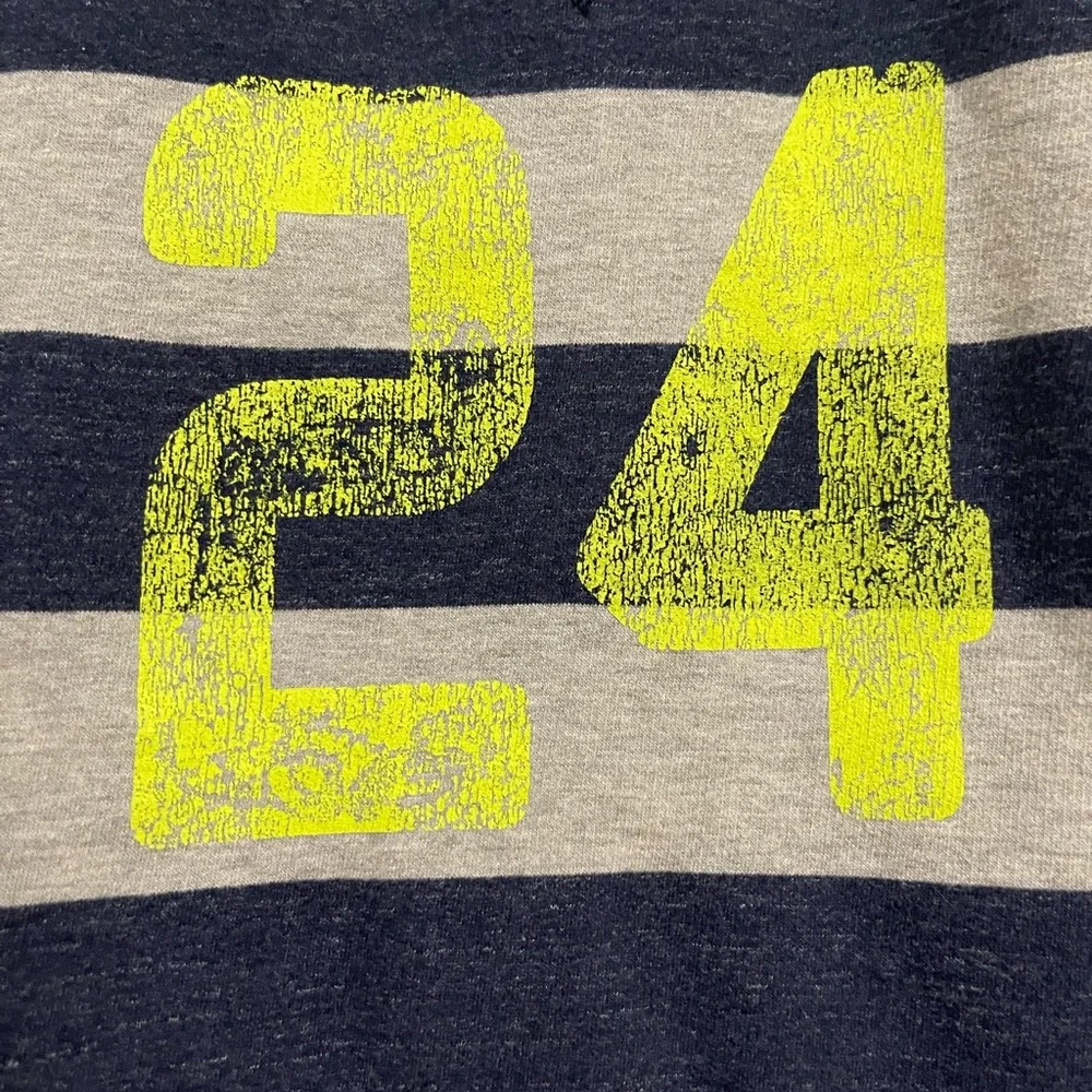 Gymboree Navy and Gray Striped Sweatshirt with Yellow Number